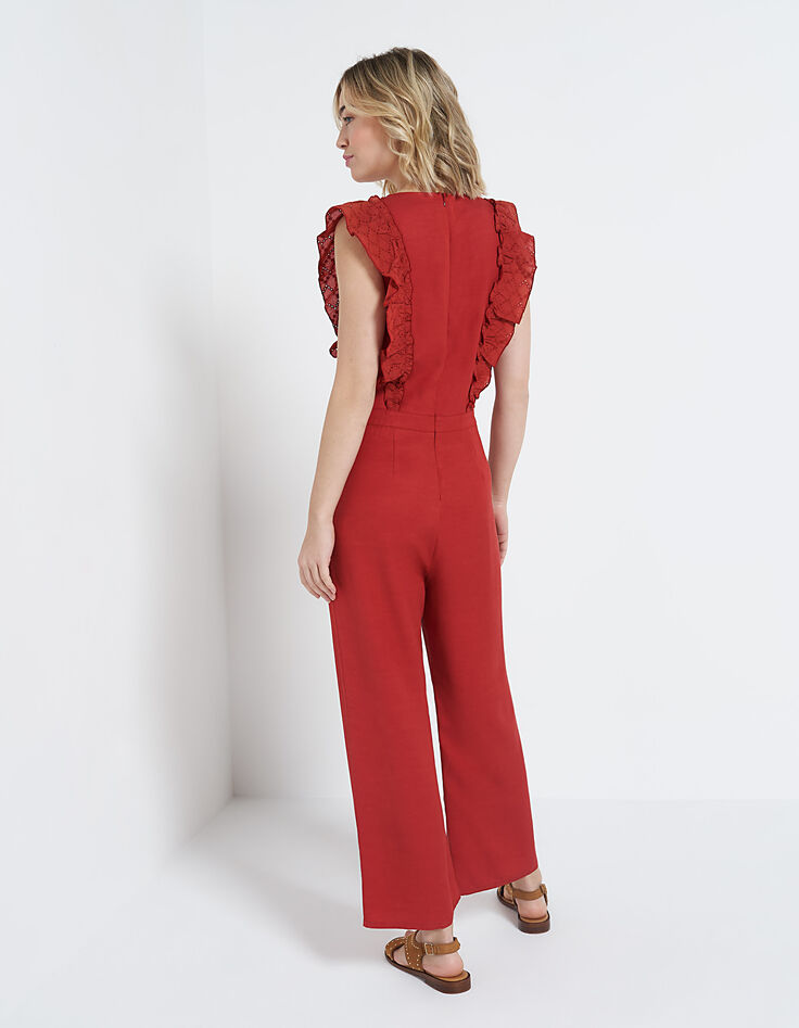 Overall mit Volants in Lochstickerei in Terracotta I.Code-3