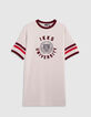 Beigefarbenes College-Girl-T-Shirt-Kleid-1