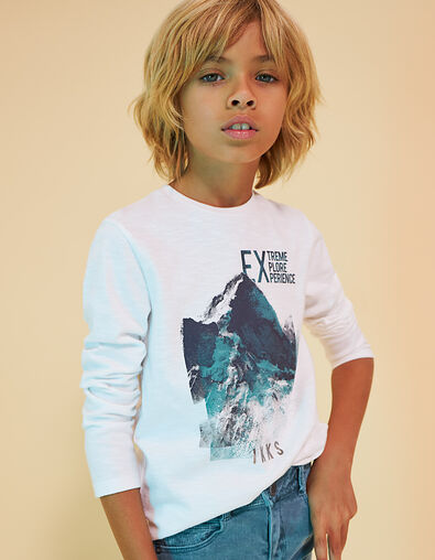Cremeweißes Jungenshirt mit Bergmotiv  - IKKS