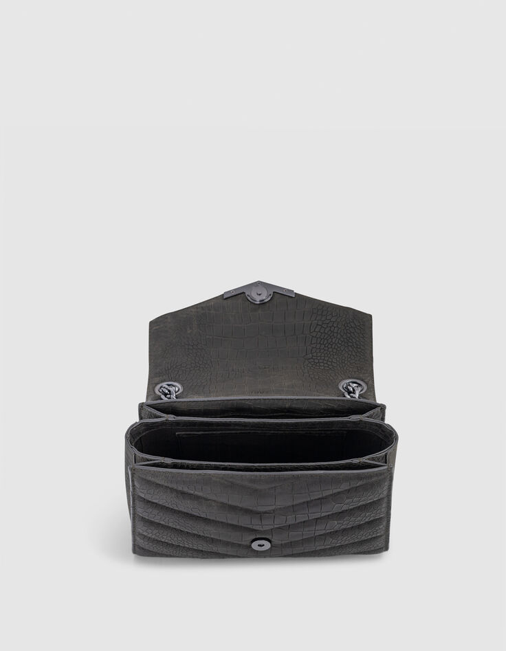 THE 1. ANIMALS khaki Leder mit Krokodilprägung M Damen-4