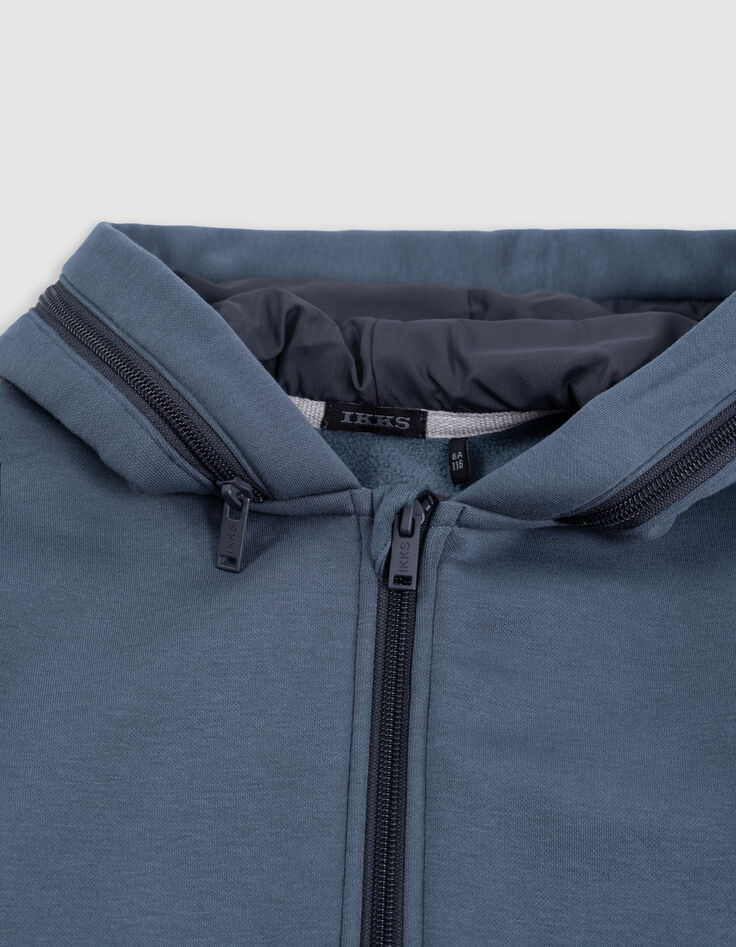 Boy's blue zipped hooded cardigan-6 Boy's blue zipped hooded cardigan-6