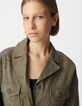 Women's organic cotton khaki safari jacket with broderie anglaise embroidery-4