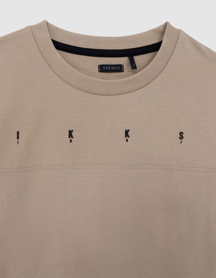 Camiseta beige algodón diseño maxi espalda niño-2
