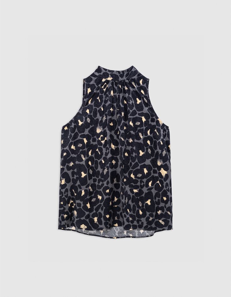 Mujer top gris sin mangas con estampado animal-6