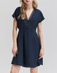 Robe marine recyclée ganses dentelle Femme-2