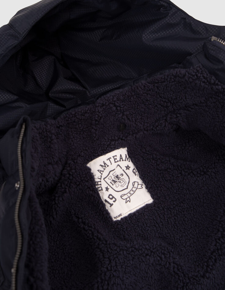 Boys’ navy houndstooth motif nylon padded jacket-6