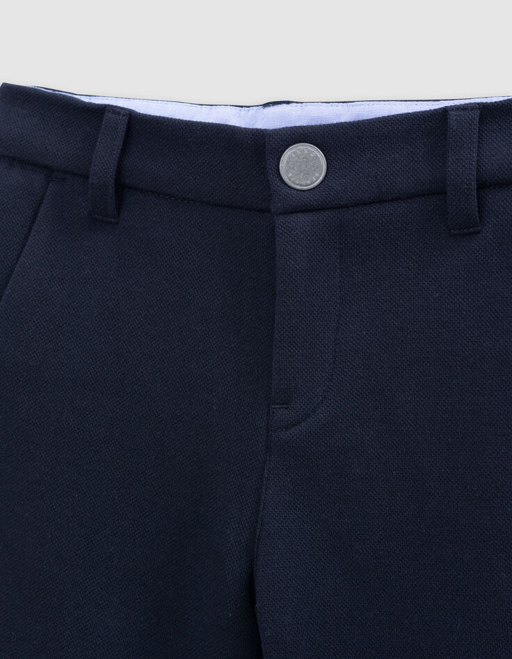 Boys’ navy pique knit Bermuda shorts-4