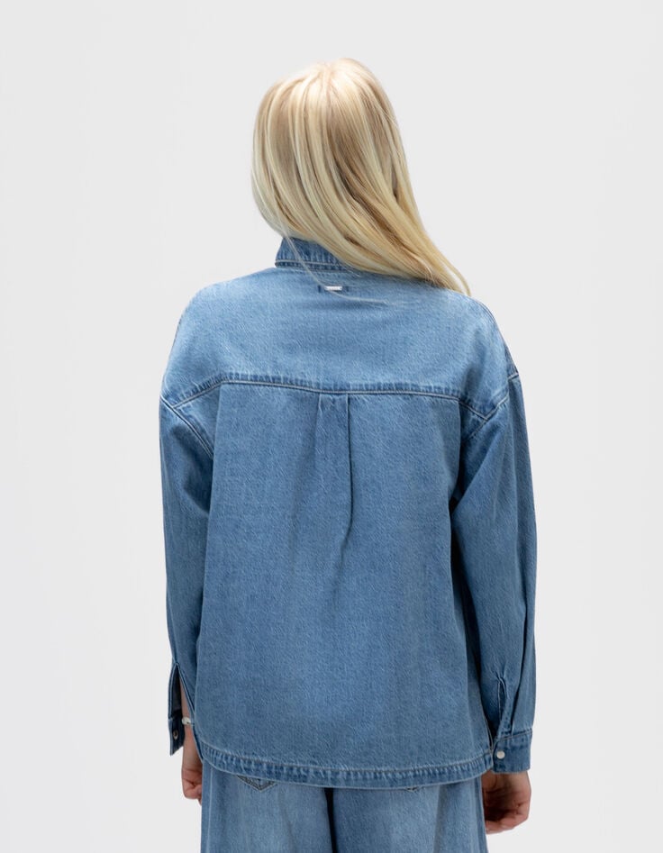 Camisa vaquera azul oversize niña-3