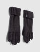 Girls’ dark navy glittery knit gloves-4