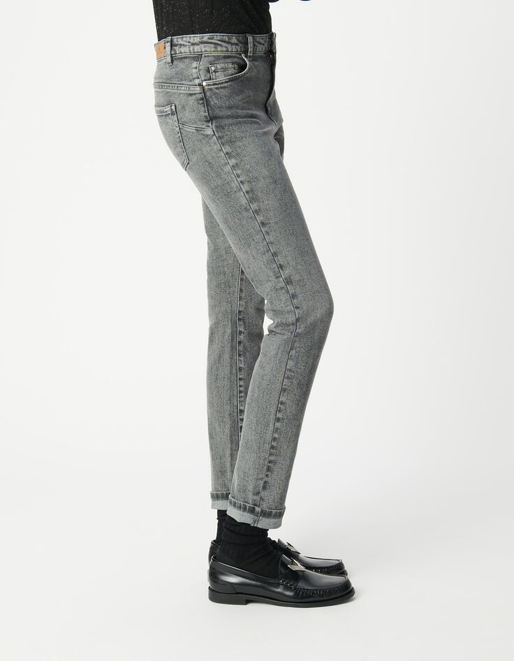 Pantalon slim gris d&eacute;tails clous pour Femme-2