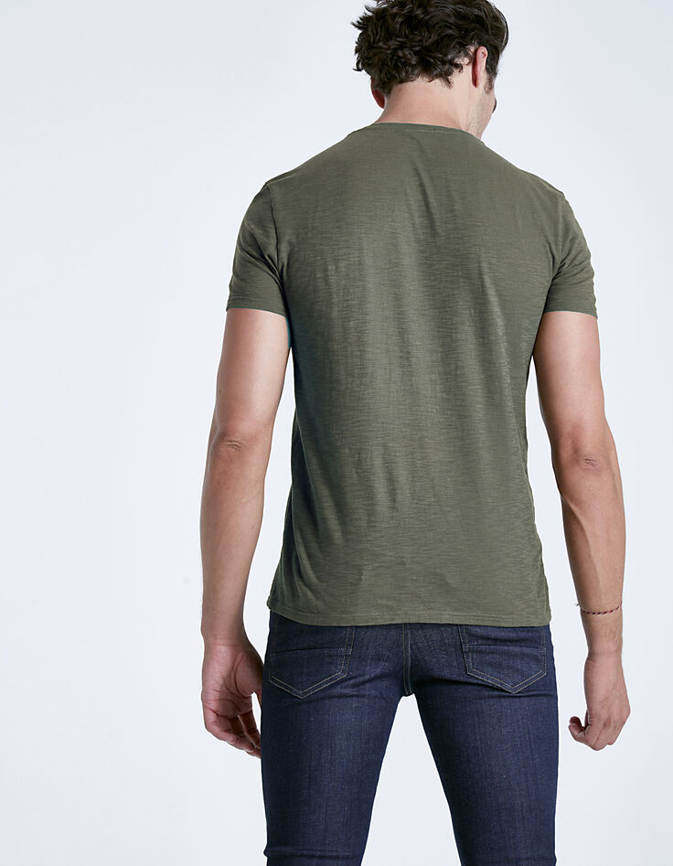 Tee-shirt kaki à print arty Homme-3 Tee-shirt kaki à print arty Homme-3