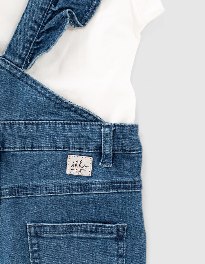 Ensemble salopette jean et T-shirt écru bio fille-5