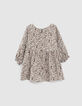 Vestido caqui oscuro estampado floral bebé niña-3