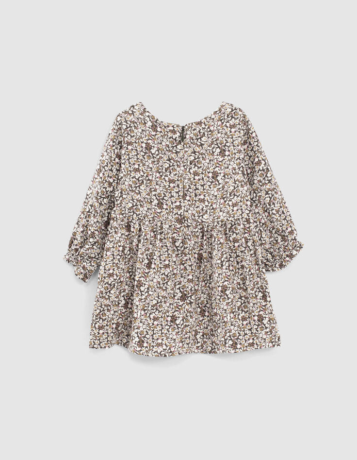 Vestido caqui oscuro estampado floral bebé niña-3