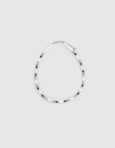 Women’s silver-tone, white, grey, black choker necklace  - IKKS