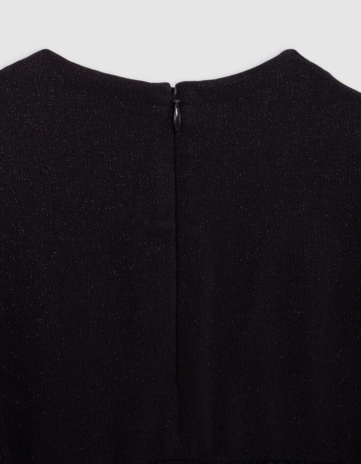 Girl's black sequined embroidered heart dress-9