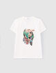 Cremeweißes Damen-T-Shirt mit Arty-Collage Rock and Love-6
