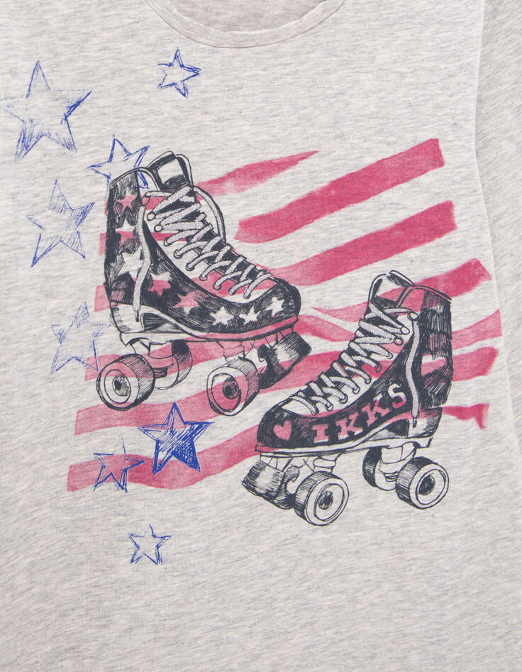 Girls’ grey roller skates image organic cotton T-shirt-4