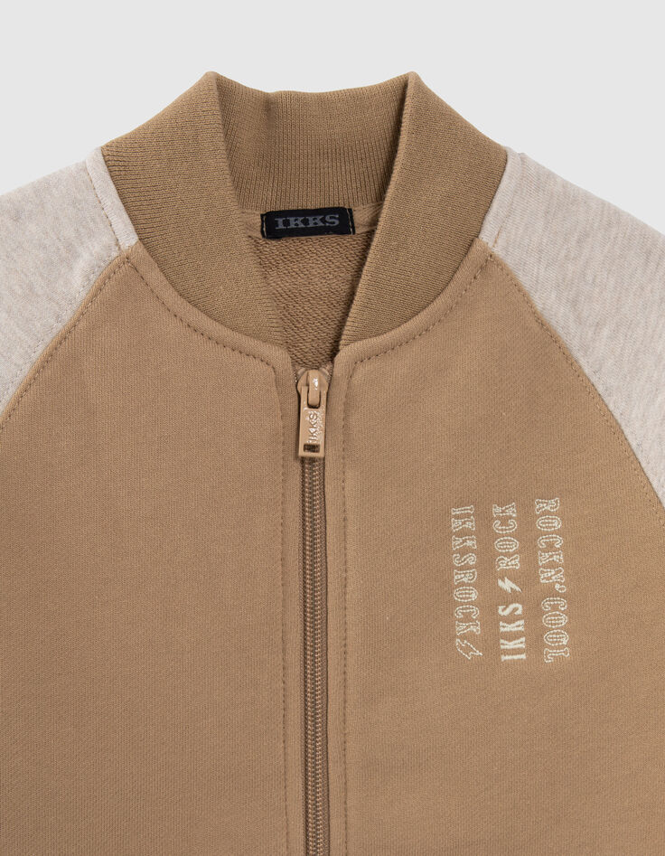 Jungen-Teddyjacke in Beige und Grau-2