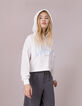 Ecru sweater met blauwe geborduurde maxi-tekst meisjes-2