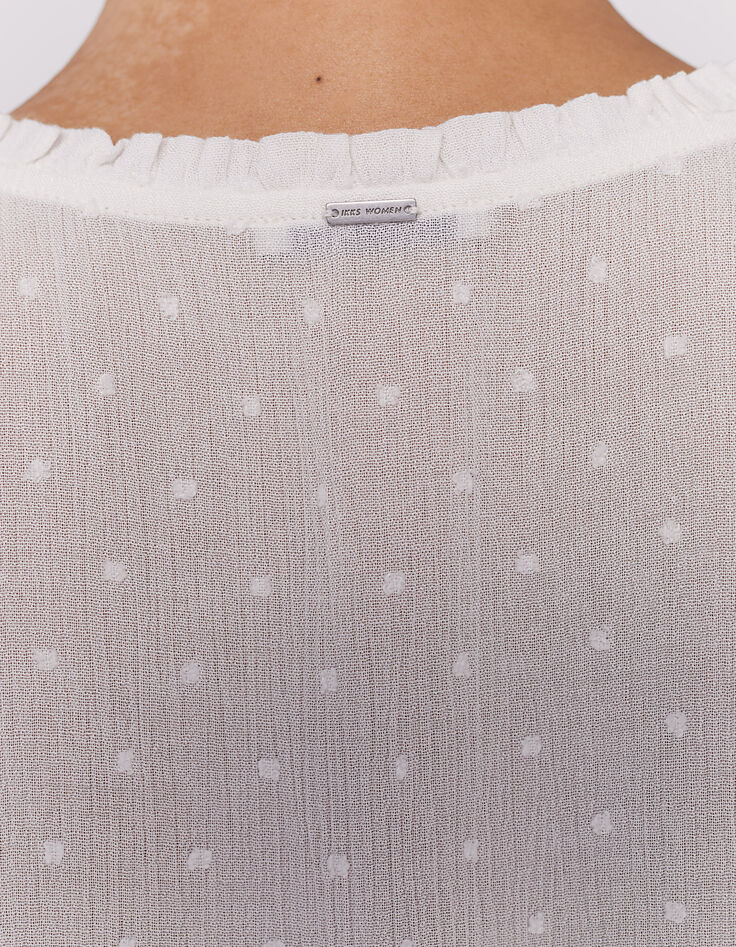 Women’s ecru embroidered dotted Swiss viscose top-5