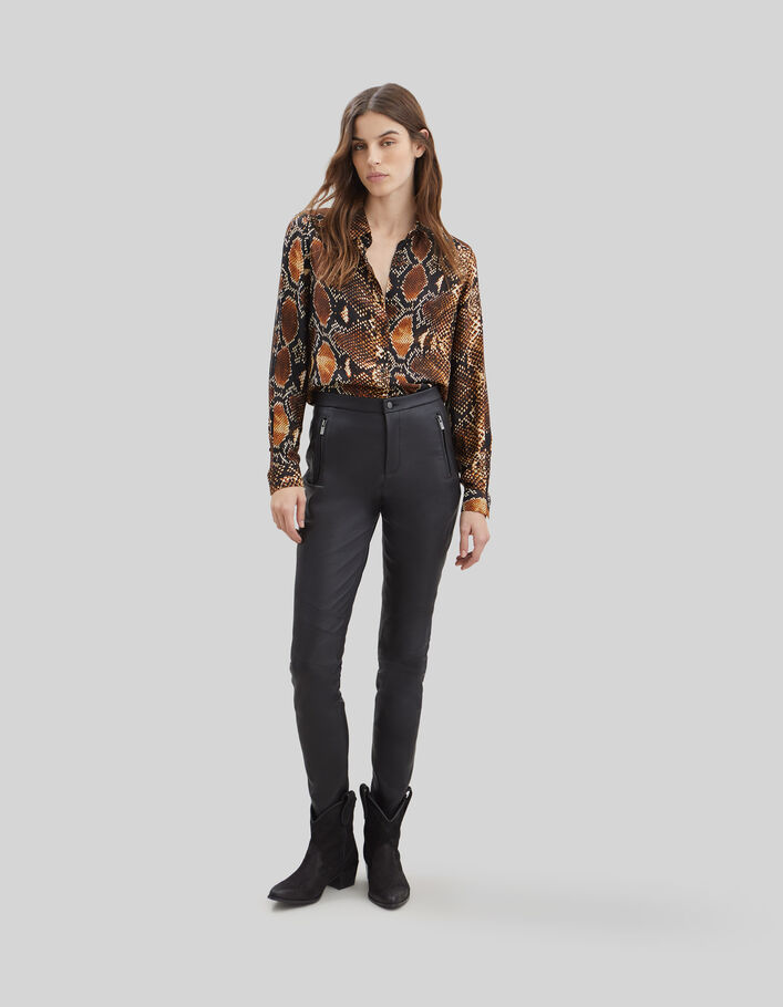 Pure Edition–Women’s mahogany shirt with rock python print - IKKS