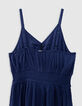 Robe longue bleue jacquard motif plumetis fille-9