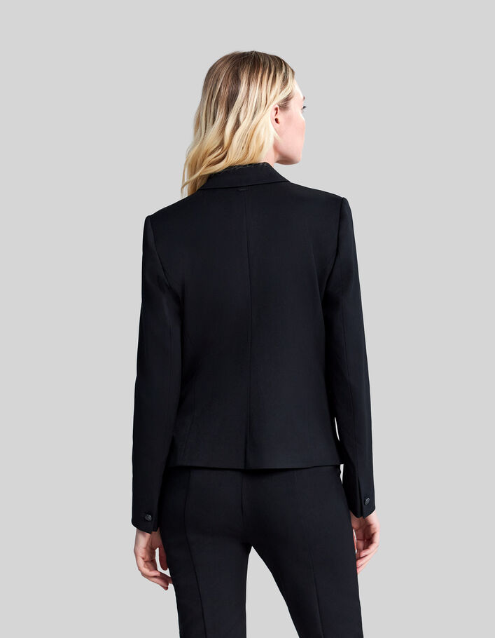 Blazer in zwarte twill aansluitende coupe dames-2