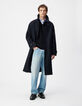 Men's navy blue long coat-1