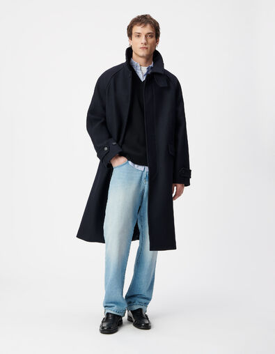 Men's navy blue long coat - IKKS