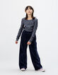 Pantalon de jogging bleue maille velours côtelé fille-2