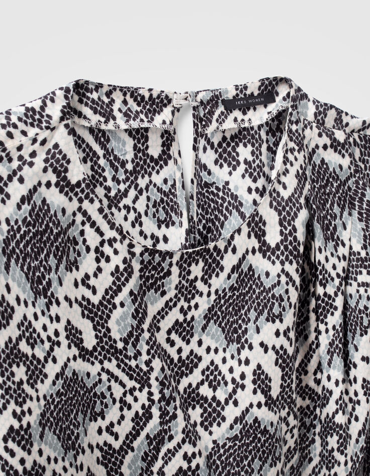 Women’s off-white satin dress with graphic python print-7