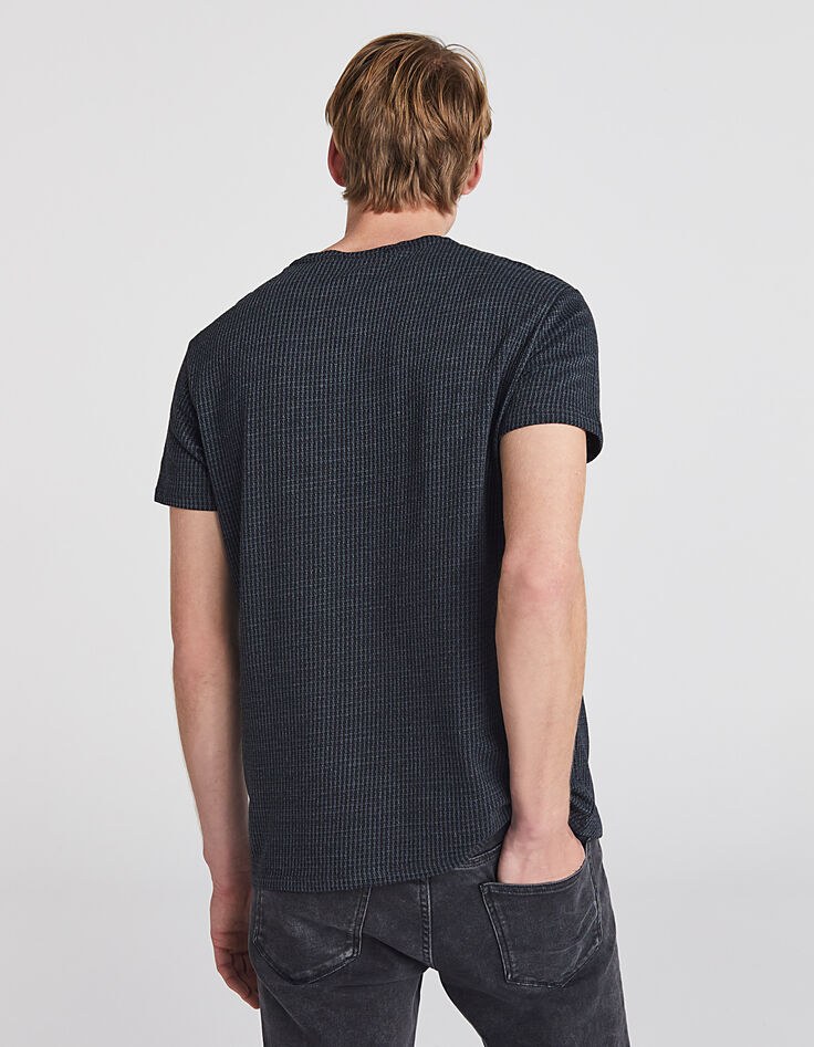 Men’s charcoal grey and black houndstooth T-shirt-3