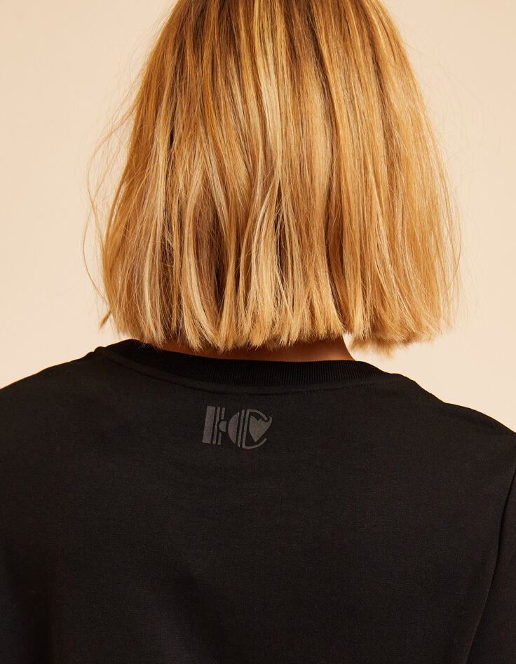 Robe longue noire molleton monogramme I.Code-6