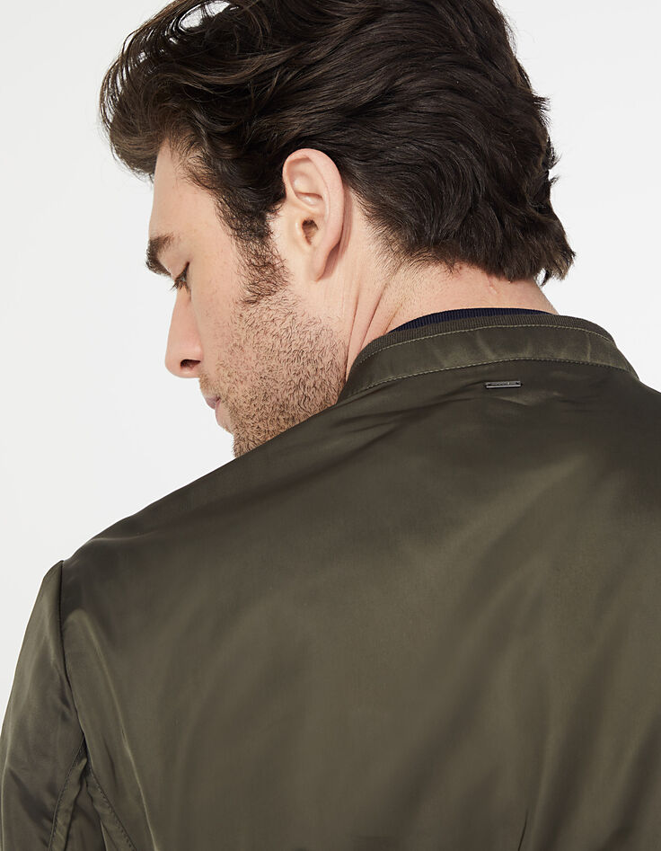 Men’s khaki satin nylon bomber jacket-5