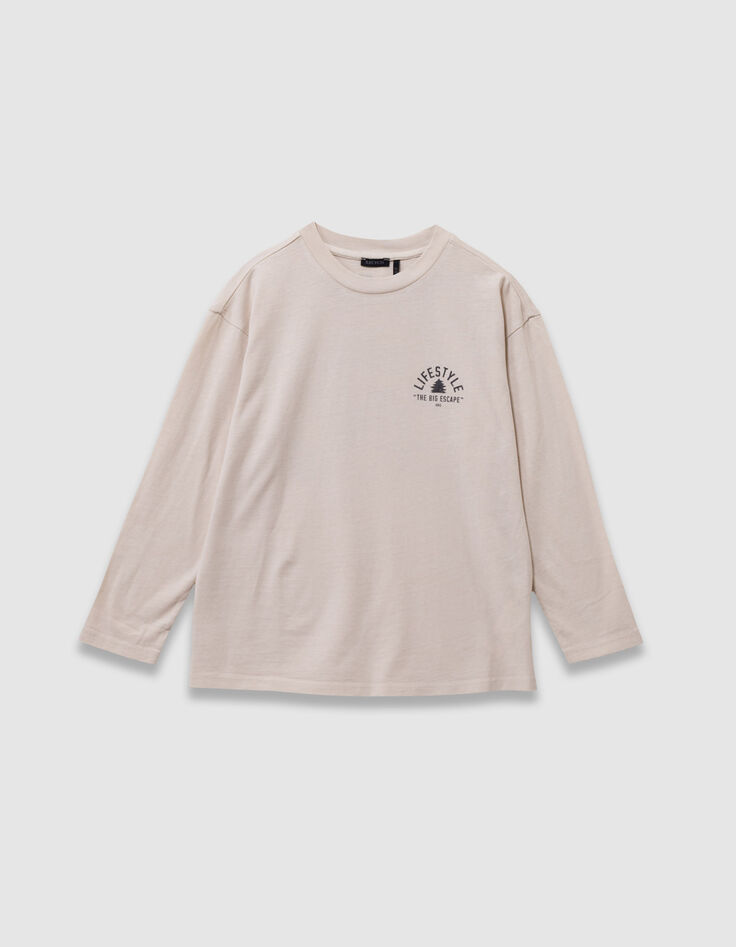 Camiseta beige algodón maxi print detrás niño-4
