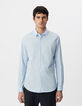 Camisa SLIM azul cielo rayas finas Hombre-2