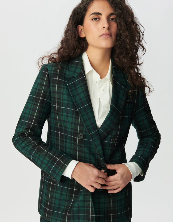 Grüne Damen-Oversize-Jacke Karos-4
