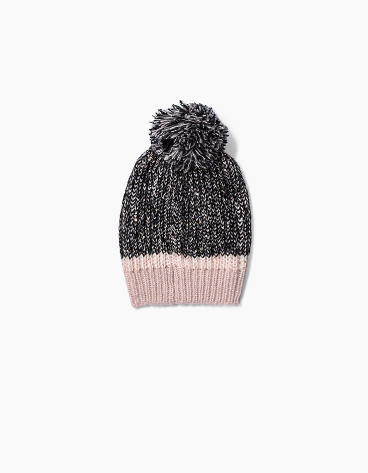 Girls' marl beanie hat-2 Girls' marl beanie hat-2