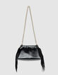 Schwarze Damen-Clutch Glacéleder Fransen-3