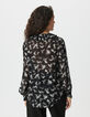 Chemise noire voile imprimé fleurs sauvages Femme-3