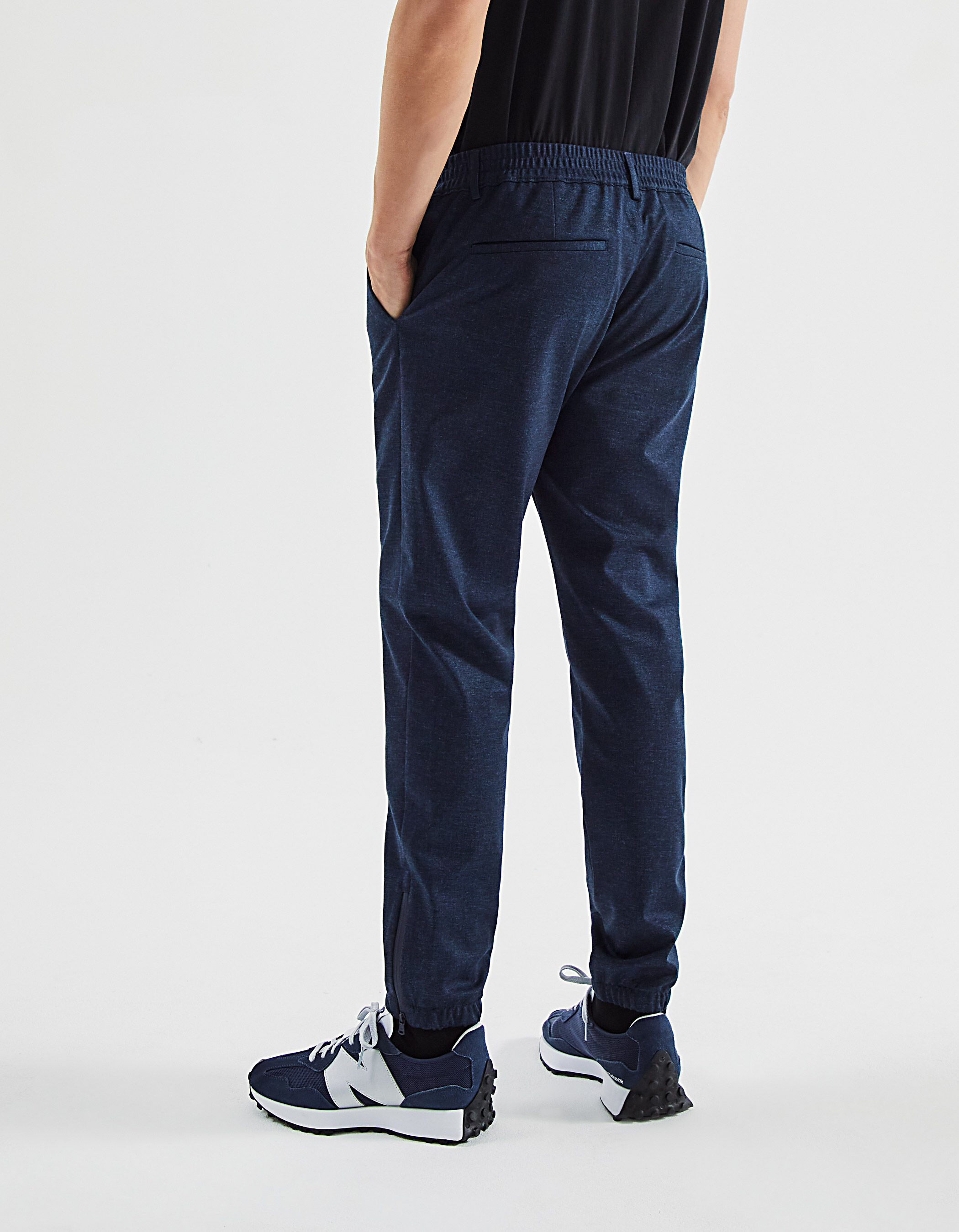 Men s navy DRY FAST SLIM joggers with zip up bottoms