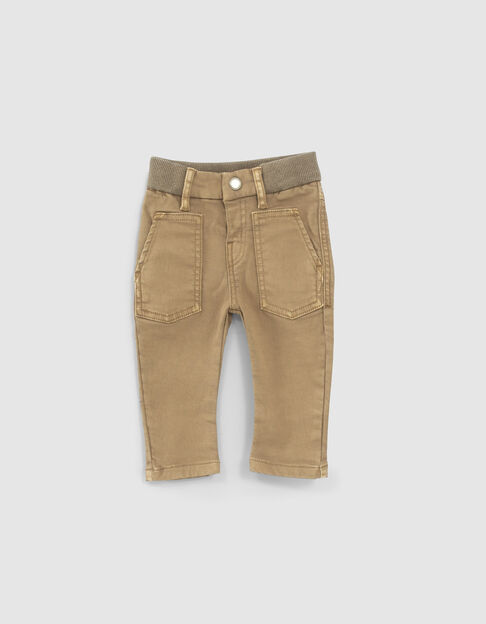 Baby boys’ brown elasticated waist jeans