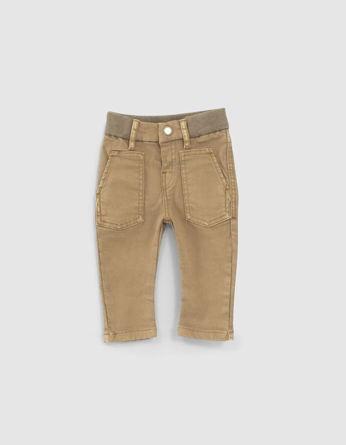 Kastanjebruine jeans elastische taille babyjongens-1