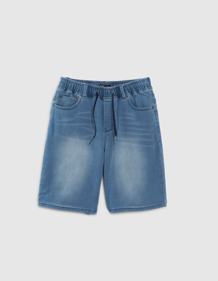 Boys' blue denim Bermuda shorts with elasticated waist - IKKS