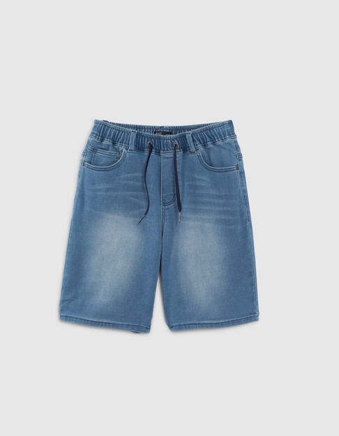 Boys' blue denim Bermuda shorts with elasticated waist - IKKS