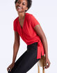 Top en crêpe rouge encolure cache-cœur femme-1