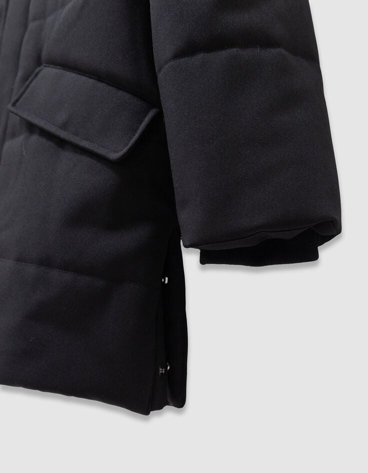Zwarte doorstikte parka rits kap jongens-7 Zwarte doorstikte parka rits kap jongens-7