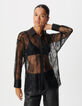 Chemise dentelle noire col satin&eacute; Femme-4