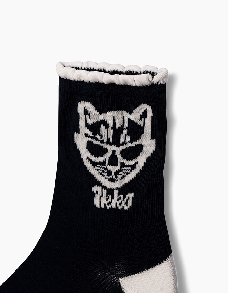 Chaussettes navy et léopard fille -4
